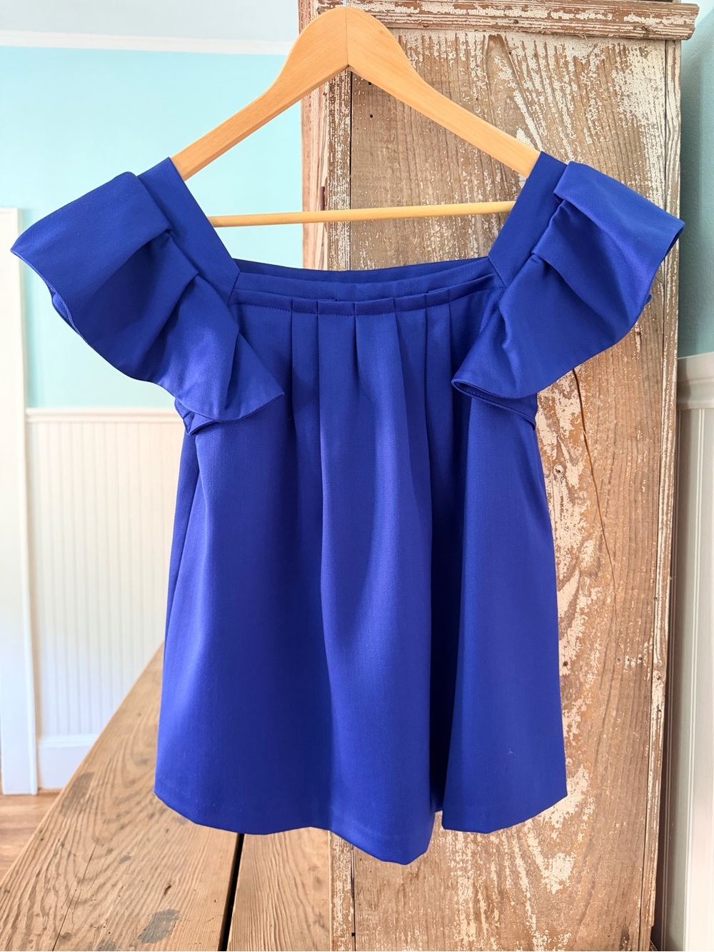 Hunter Dixon Ruffle Blouse in Cobalt Blue Size XS